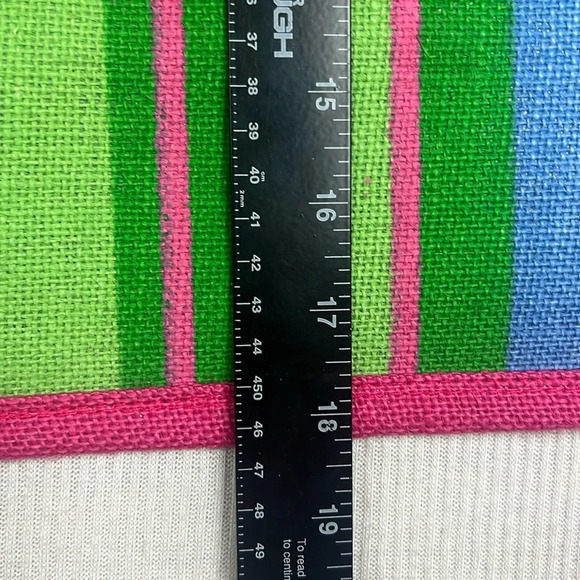 Masters Burlap Jute Tote Beach Bag Augusta National NWT ⛳️ Multi Stripes - Picture 6 of 11